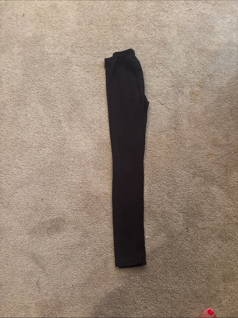 shosho Black Ribbed Leggings - Girls ( 10-12 )